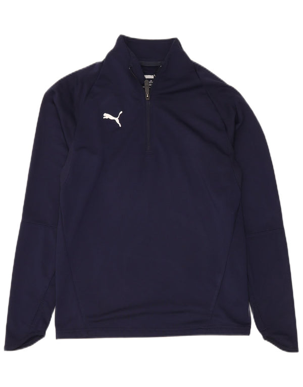 PUMA Jungen-Oberteil mit Reißverschluss, langärmlig, 13–14 Jahre, marineblaues Polyester