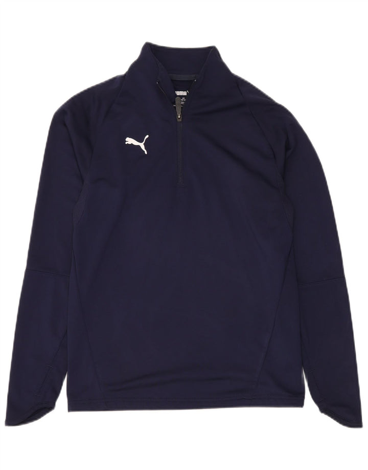PUMA Jungen-Oberteil mit Reißverschluss, langärmlig, 13–14 Jahre, marineblaues Polyester