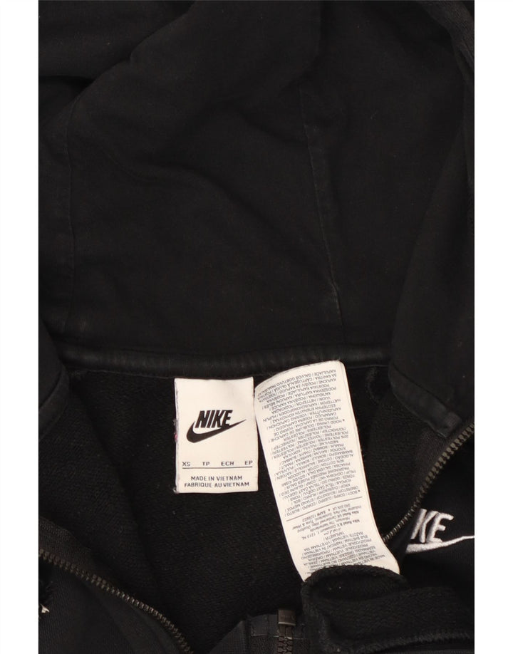 NIKE Damen-Pullover mit übergroßem Reißverschluss und Kapuze, UK 6, XS, schwarze Baumwolle