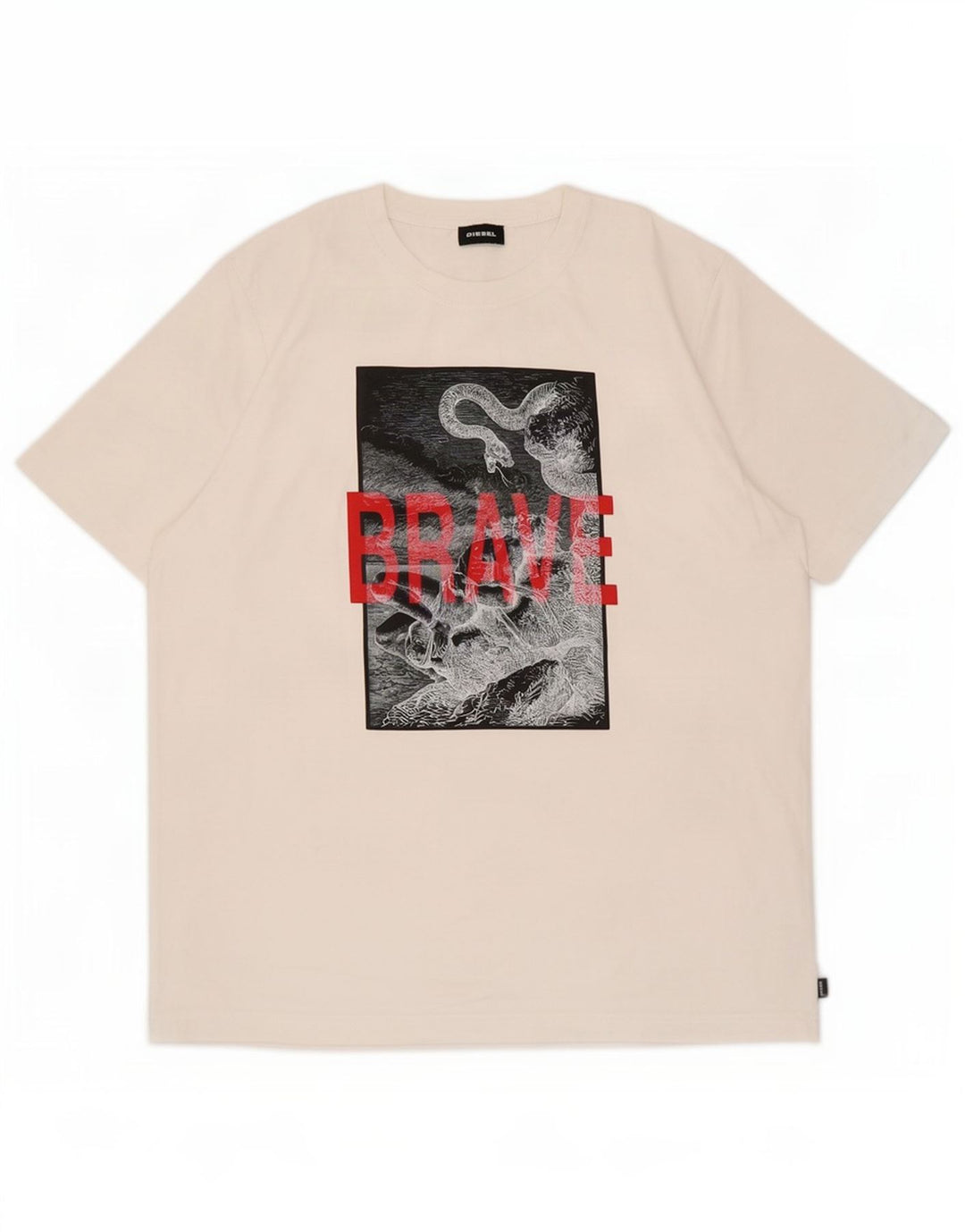 Diesel Herren-T-Shirt mit Grafik, Größe L, aus weißer Baumwolle