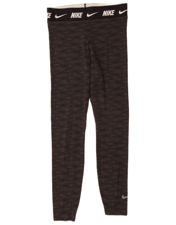Nike Damen Tight Fit Graphic Leggings UK 12 Mittelschwarze Baumwolle