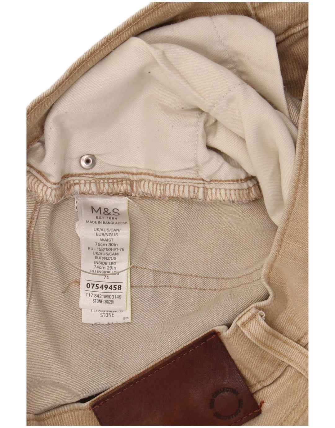 Marks & Spencer Herren-Jeans, reguläre Passform, gerade Passform, W30, L29, Beige, Baumwolle