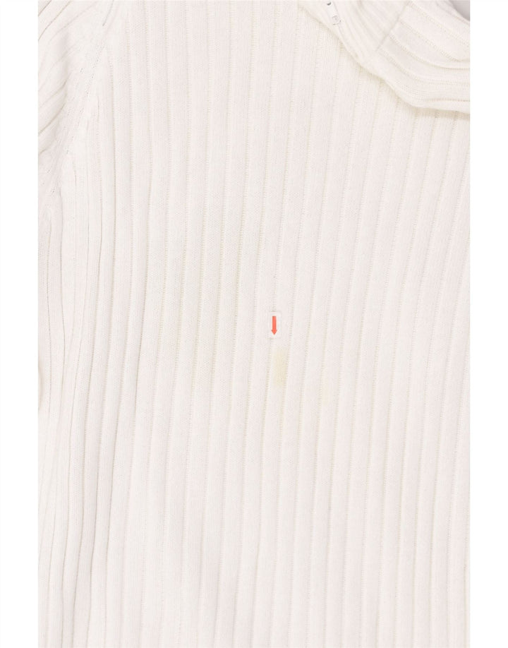 SMOG Womens Zip Neck Jumper Sweater UK 18 XL White Cotton | Vintage Smog | Thrift | Second-Hand Smog | Used Clothing | Messina Hembry 