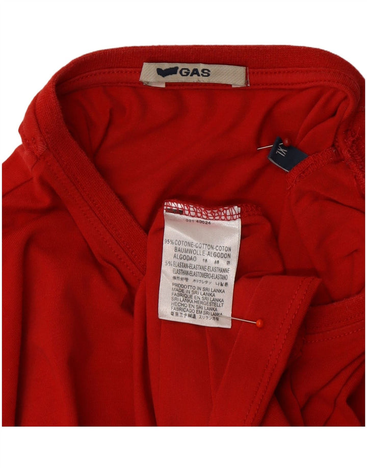 GAS Mens Top Long Sleeve XL Red Cotton