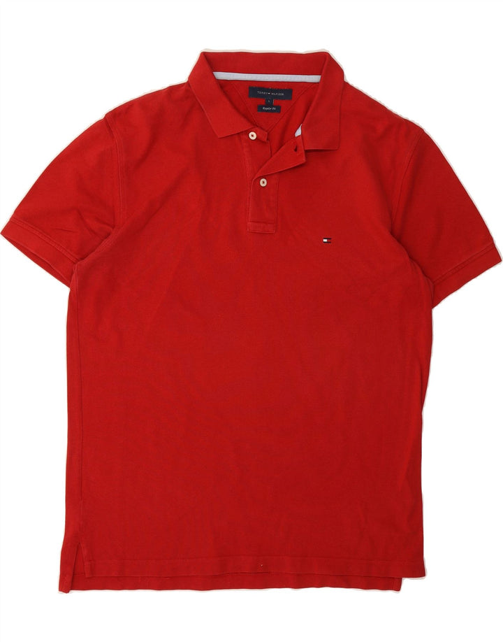 TOMMY HILFIGER Mens Regular Fit Polo Shirt Large Red Cotton Vintage Tommy Hilfiger and Second-Hand Tommy Hilfiger from Messina Hembry 