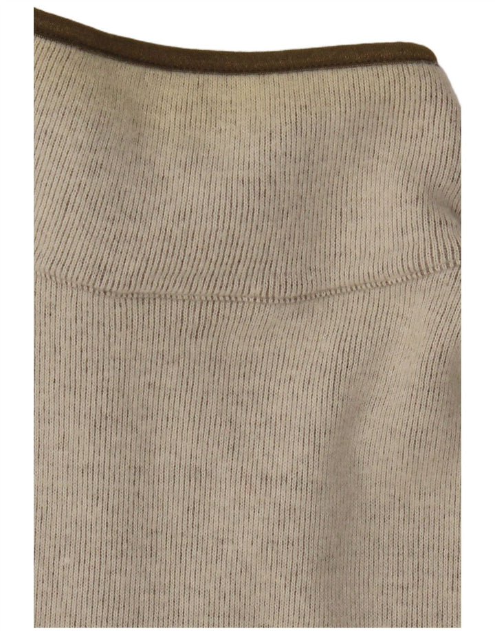 Kappa Herren-Pullover mit Reißverschluss am Hals, große beige gesprenkelte Baumwolle