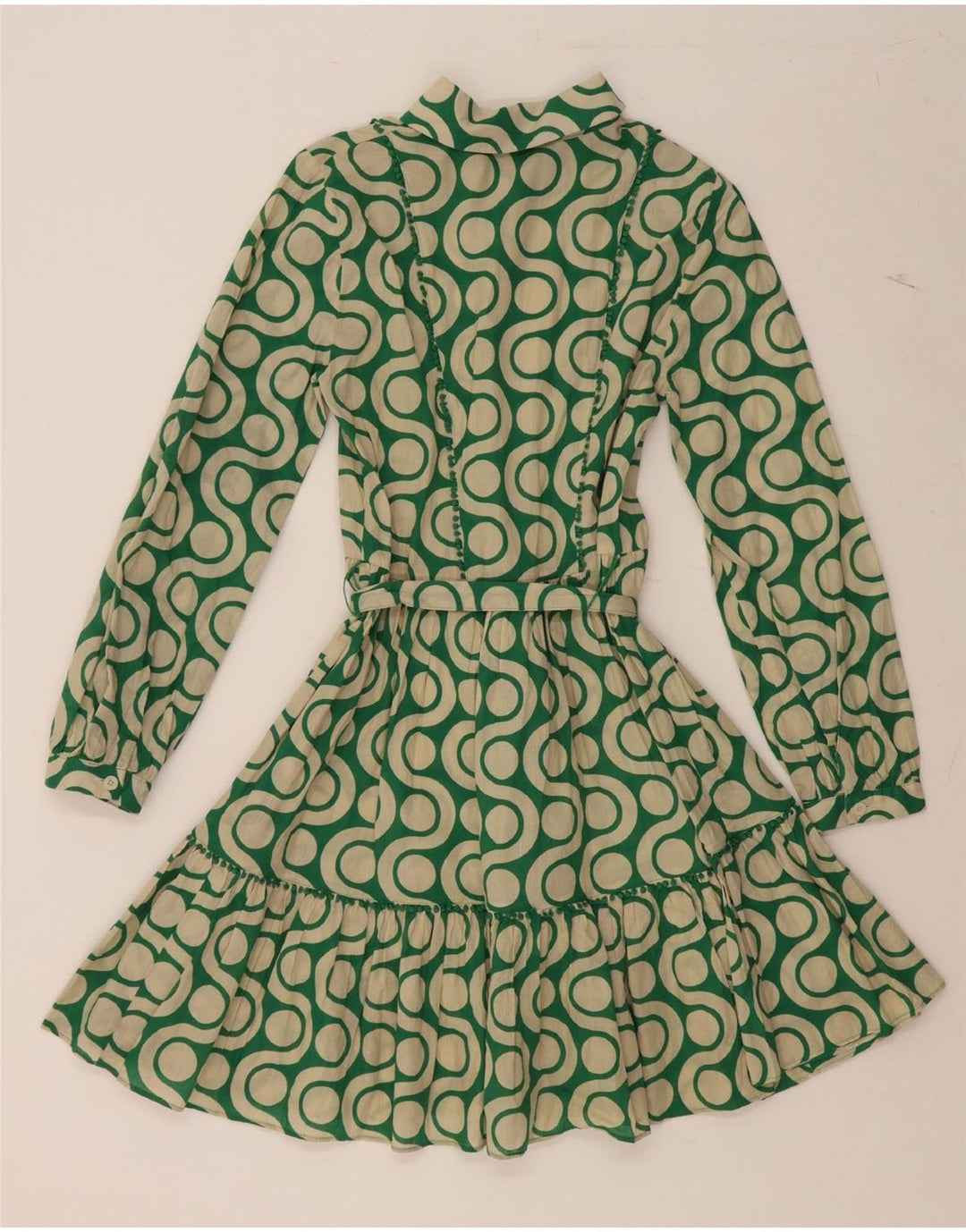 ZARA Womens Abstract Pattern Shirt Dress UK 6 XS Green Vintage Zara and Second-Hand Zara from Messina Hembry 