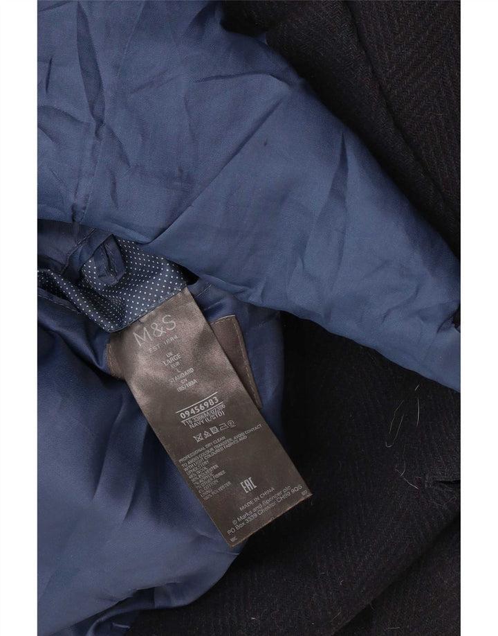 Marks & Spencer Herren Pea Coat UK 40 Große marineblaue Wolle