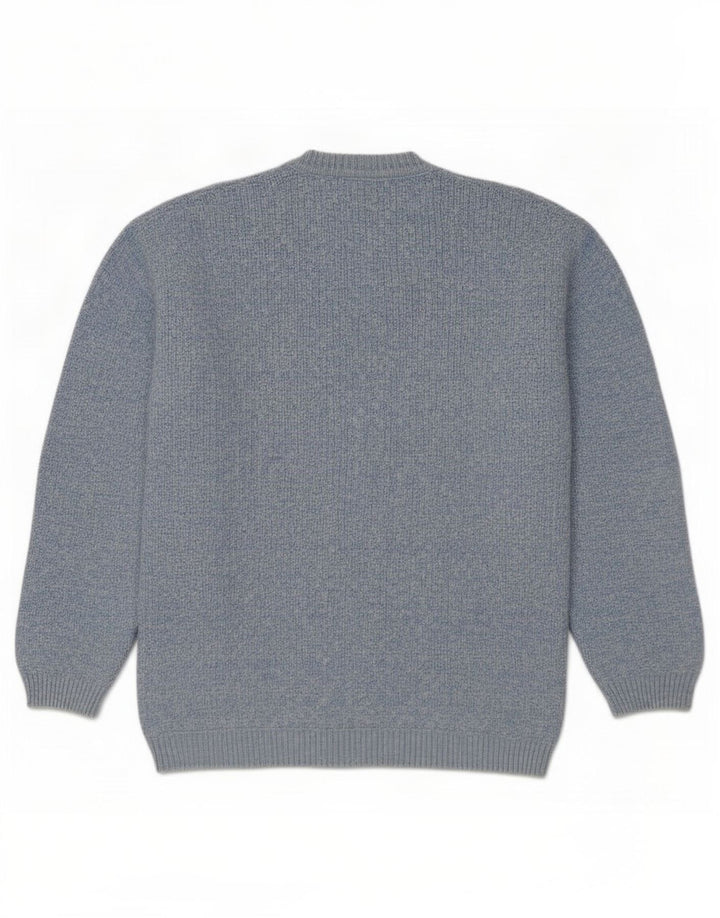 Colorado Herren-Pullover mit V-Ausschnitt, mittelblau gesprenkelte Baumwolle