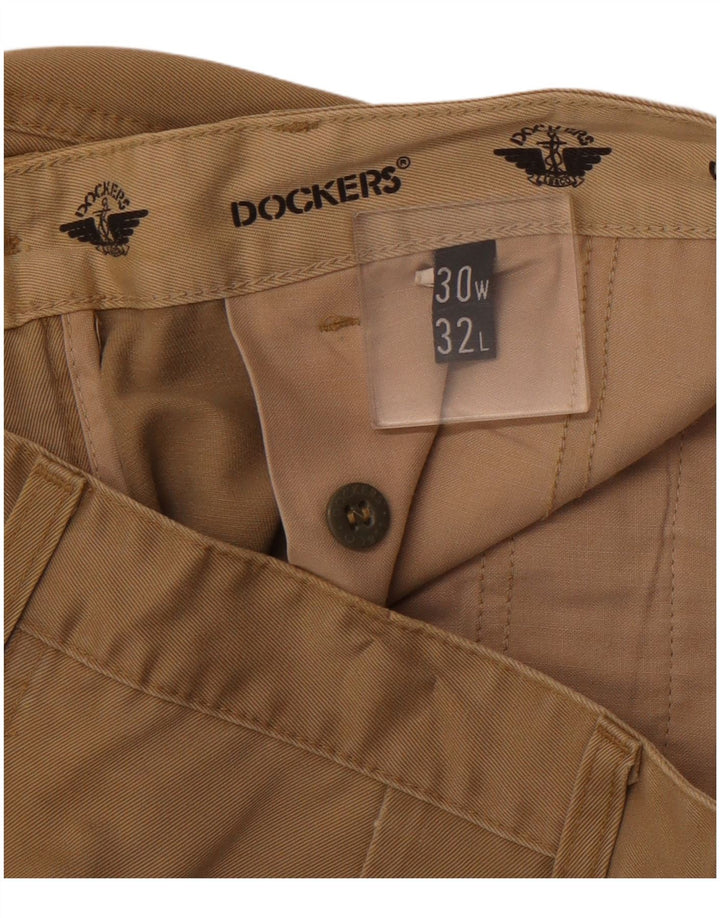 DOCKERS Herren Khakis Pegged Chino Hose W30 L32 Beige Baumwolle