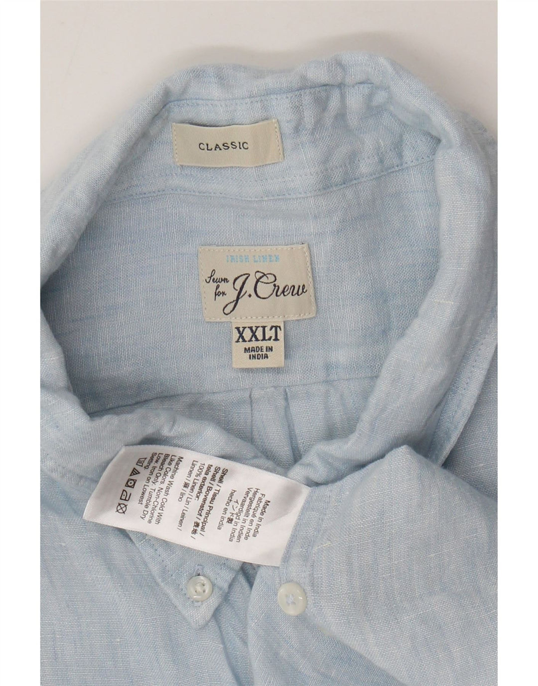 J. CREW Herren-Hemd, groß, klassische Passform, 2XL, blaues Leinen