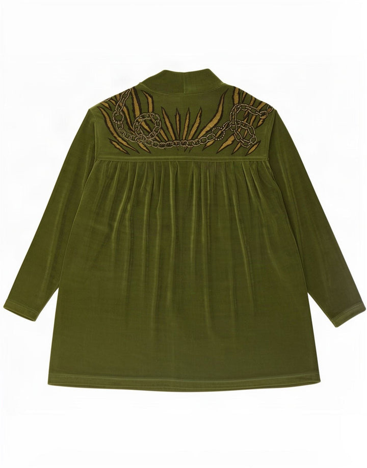 Piccadilly Damen-Hemdbluse in Übergröße mit abstraktem Muster, Gr. 10, Größe S, Grün