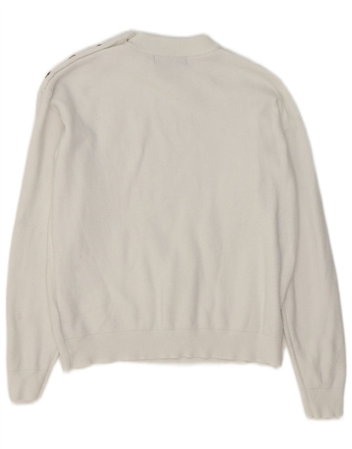 Marks & Spencer Damen-Pullover mit Rundhalsausschnitt, Gr. 10, Größe S, weiße Viskose