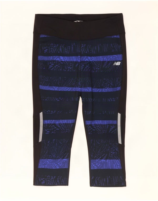 New Balance Damen Capri-Leggings UK 14 Großes schwarz gestreiftes Polyester