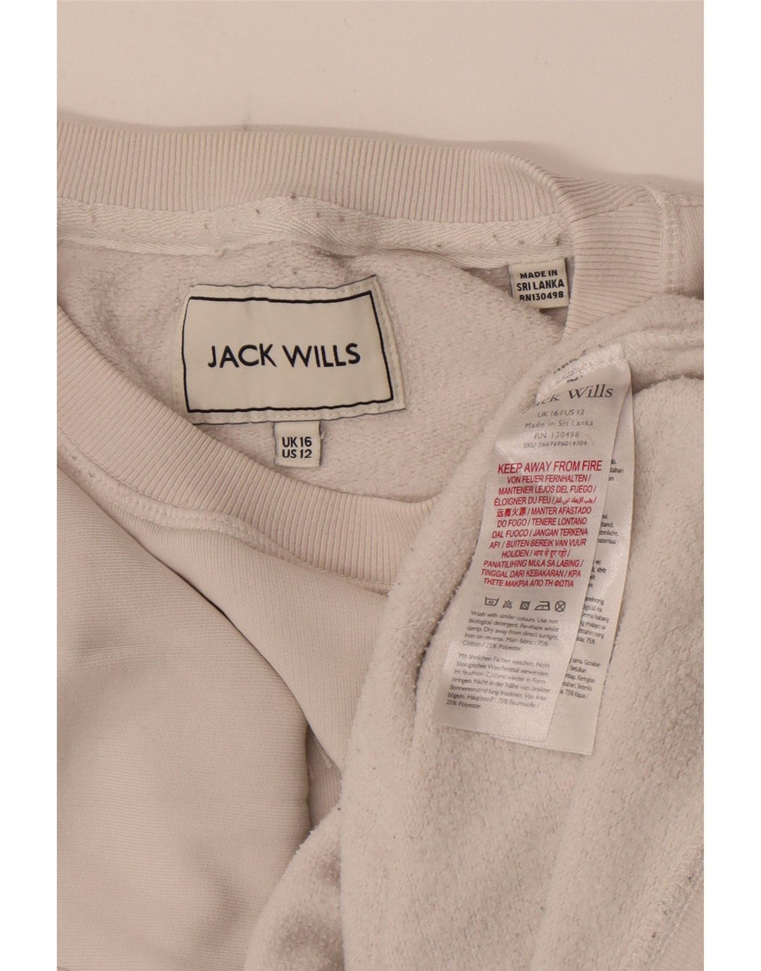 Jack Wills Damen-Sweatshirt in Übergröße mit Grafik, Gr. 40, Größe L, Weiß