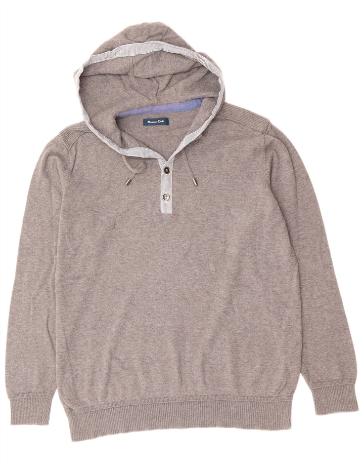 MASSIMO DUTTI Herren-Kapuzenpullover, groß, graue Baumwolle