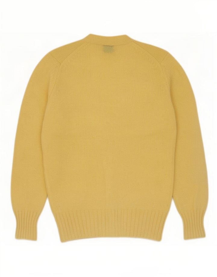 Vintage Herren Cardigan Pullover Kleine gelbe Schurwolle