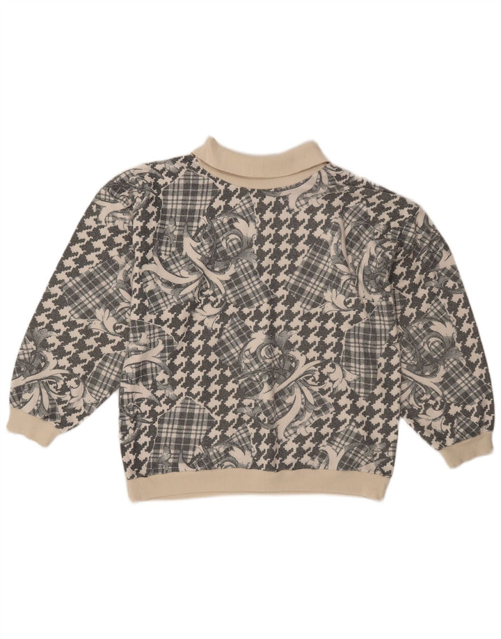 Vintage Damen Rollkragenpullover Pullover UK 18 XL Grau Patchwork