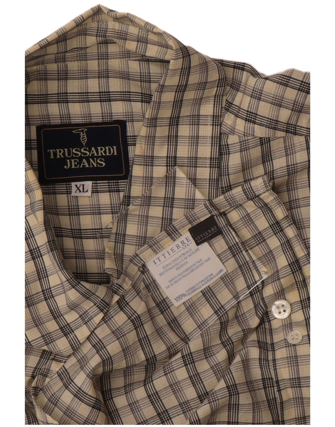 TRUSSARDI JEANS Herren Ittierre Hemd XL grau kariert Baumwolle