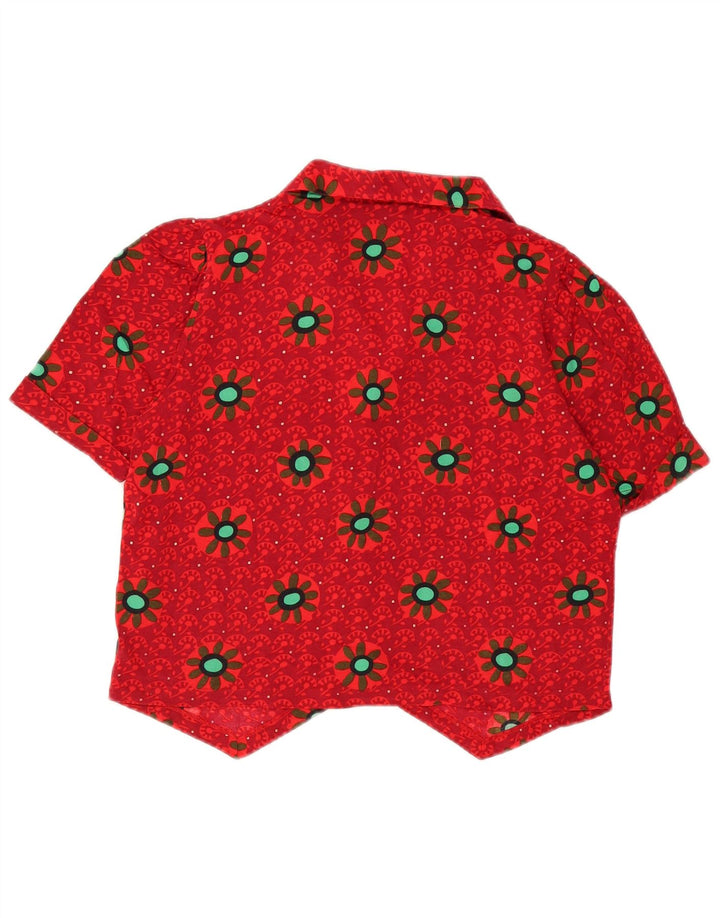 Codice Womens Crop Short Sleeve Shirt Bluse UK 16 Large Red Floral