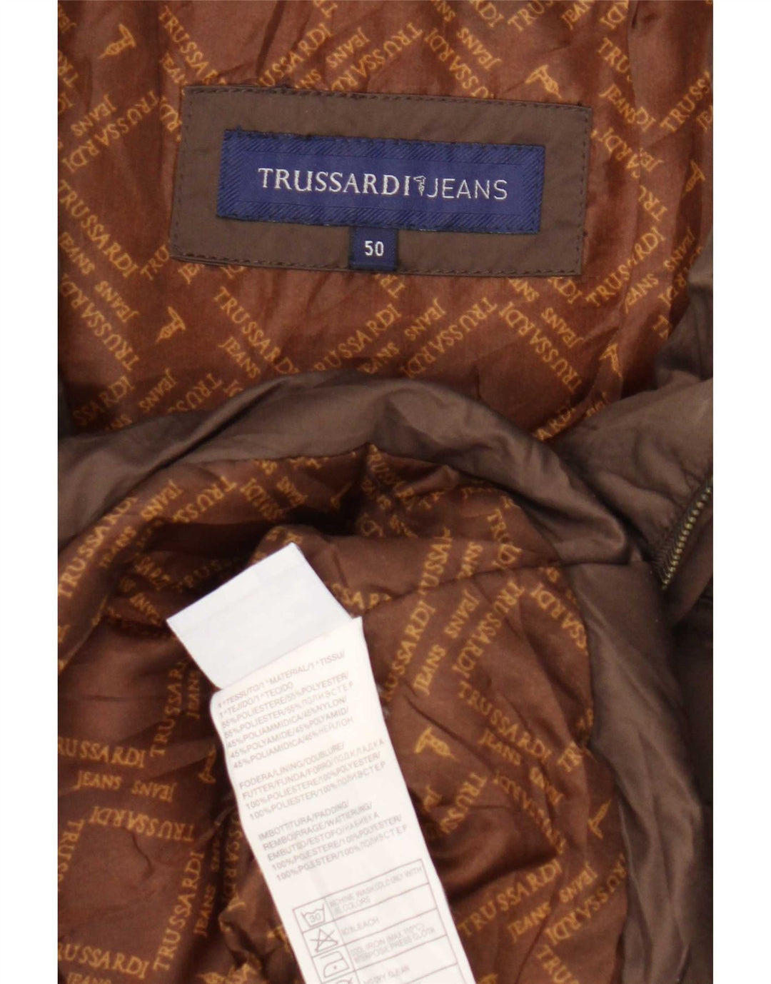 Trussardi Jeans Damen Wattierte Jacke IT 50 XL Braun Polyester