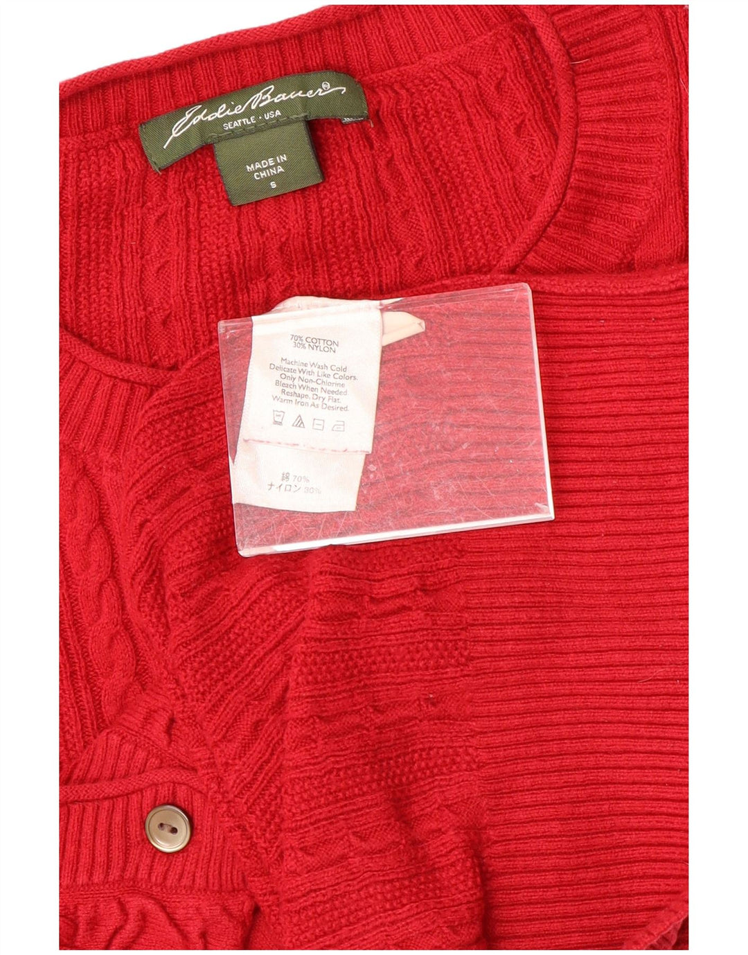 EDDIE BAUER Damen-Cardigan-Pullover UK 10 Kleine rote Baumwolle