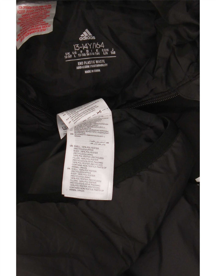 Adidas Jungen gepolsterte Kapuzenjacke 13–14 Jahre, schwarzes Polyester