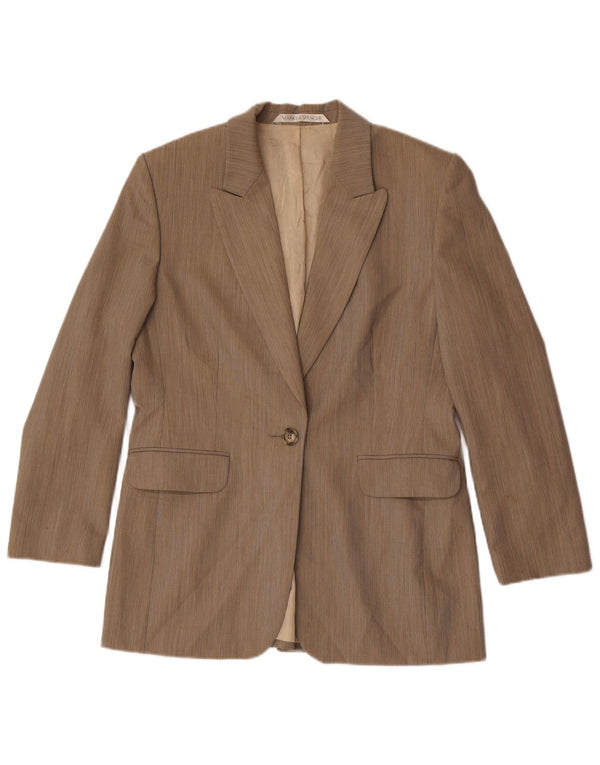 Marks & Spencer Damen 1-Knopf-Blazerjacke UK 14 Große braune Schurwolle