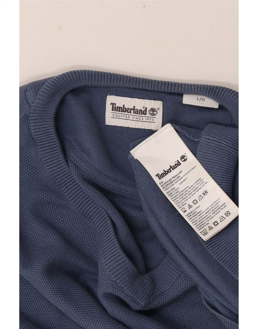 Timberland Herren-Pullover mit V-Ausschnitt, groß, aus blauer Baumwolle