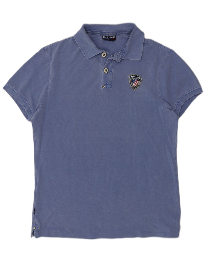 Blauer Herren-Poloshirt, große blaue Baumwolle