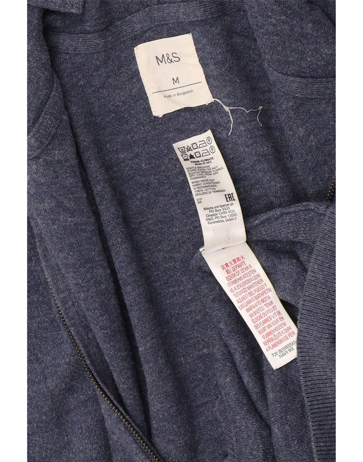 Marks & Spencer Herren-Cardigan mit Kapuze, mittelblaue Baumwolle