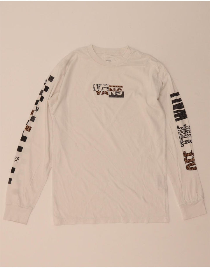 VANS Herren-Oberteil mit klassischer Passform und Grafik, langärmlig, klein, aus weißer Baumwolle