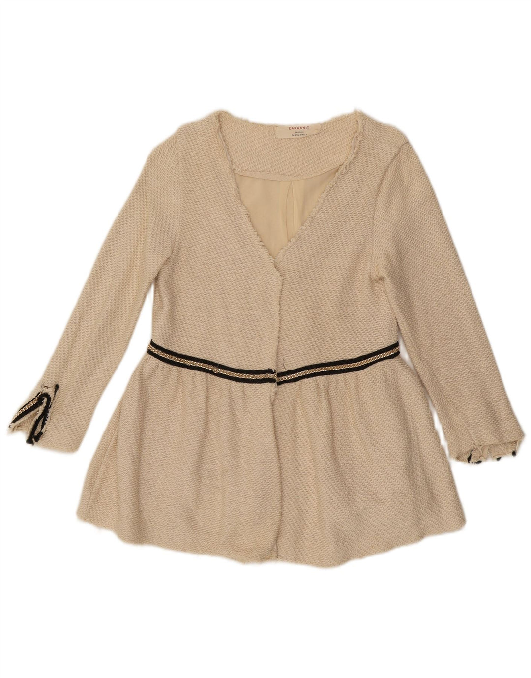 Offene Blazerjacke für Damen von Zara, UK 12, mittelbeige Baumwolle