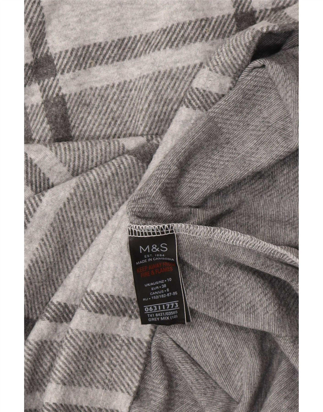 Marks & Spencer Damen-Oversize-Oberteil, langärmlig, Gr. 10, klein, grau kariert