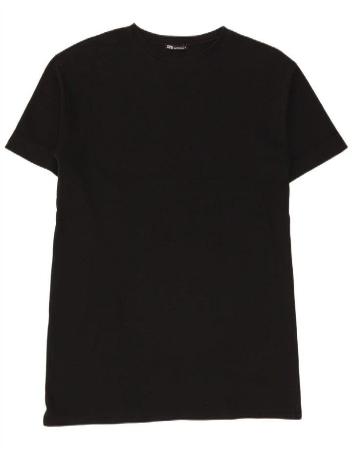Zara Damen T-Shirt-Kleid UK 14 Medium Schwarz