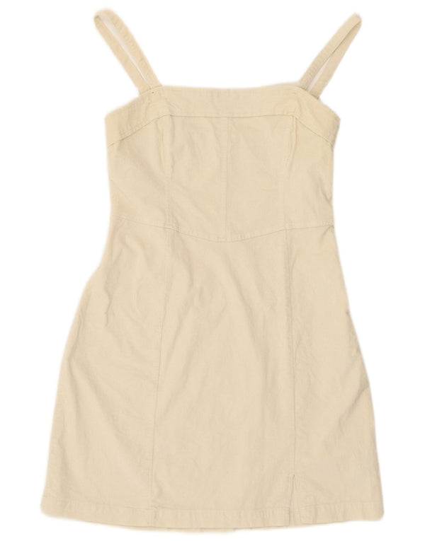 Hollister Damen Cord-Sommerkleid UK 12 Medium Off White Cotton
