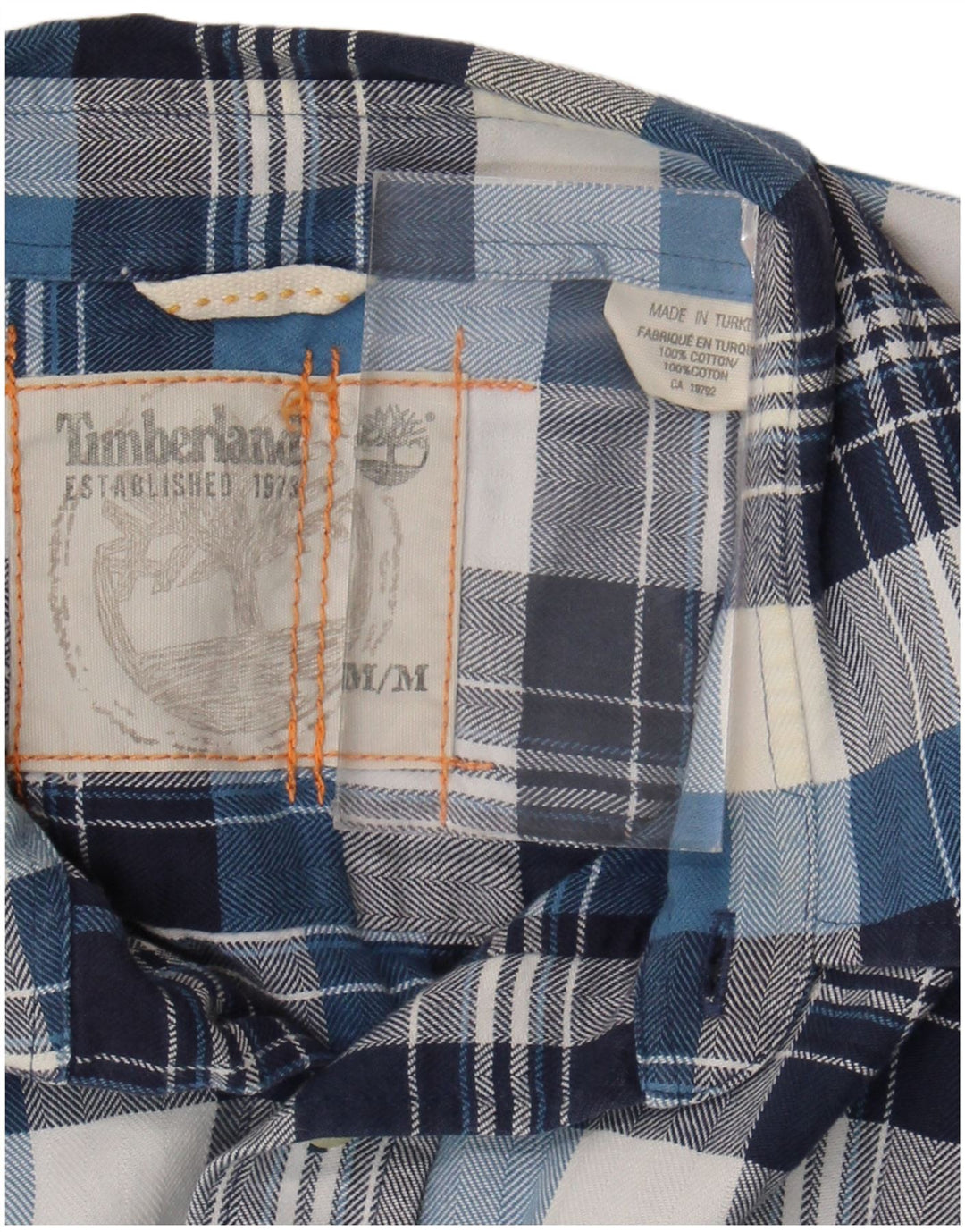 Timberland Herren-Flanellhemd aus mittelblau karierter Baumwolle