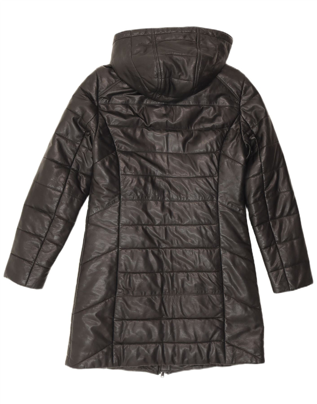 Maddox Damen-Ledermantel mit Kapuze, gepolstert, UK 12, Mittelschwarzes Leder