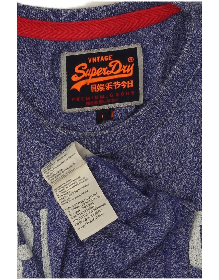 SUPERDRY Herren-T-Shirt mit Grafik, groß, blau gesprenkelte Baumwolle