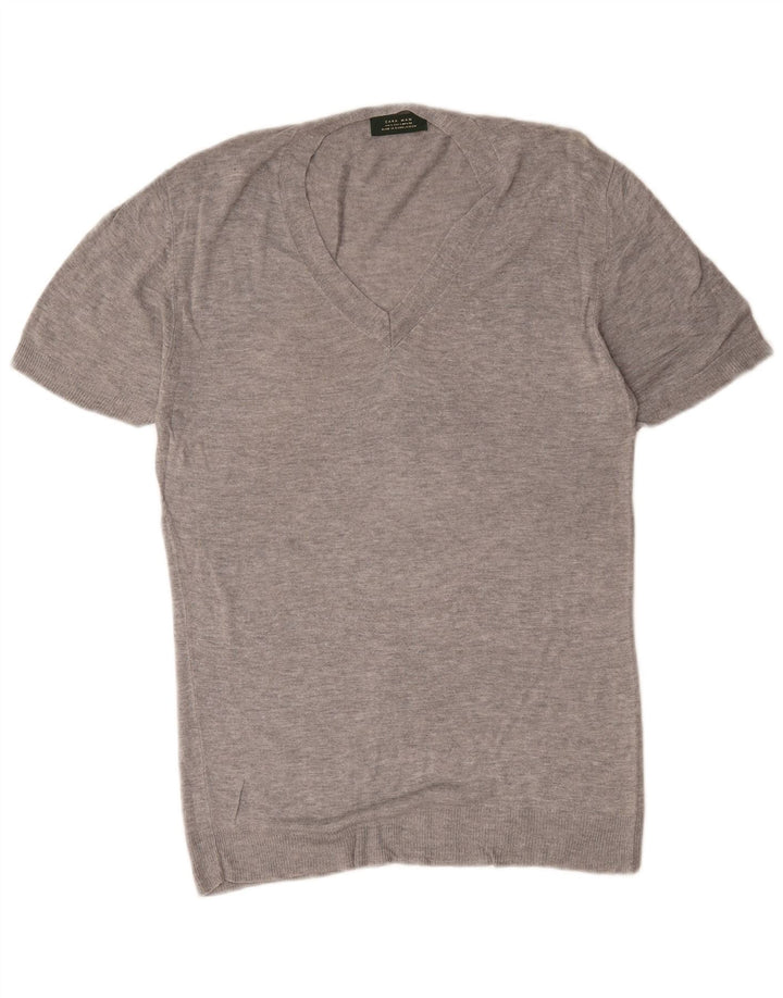 Zara Herren T-Shirt Top Large Grau meliert