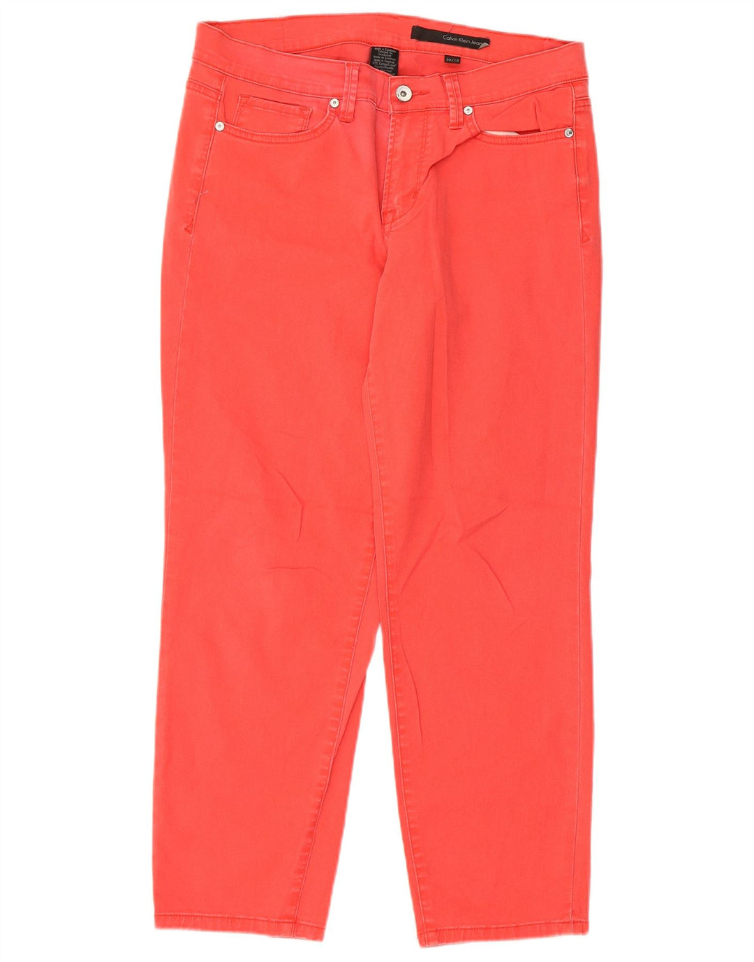 Calvin Klein Damen Slim Fit Cropped-Hose US 10 Medium W30 L26 Rot