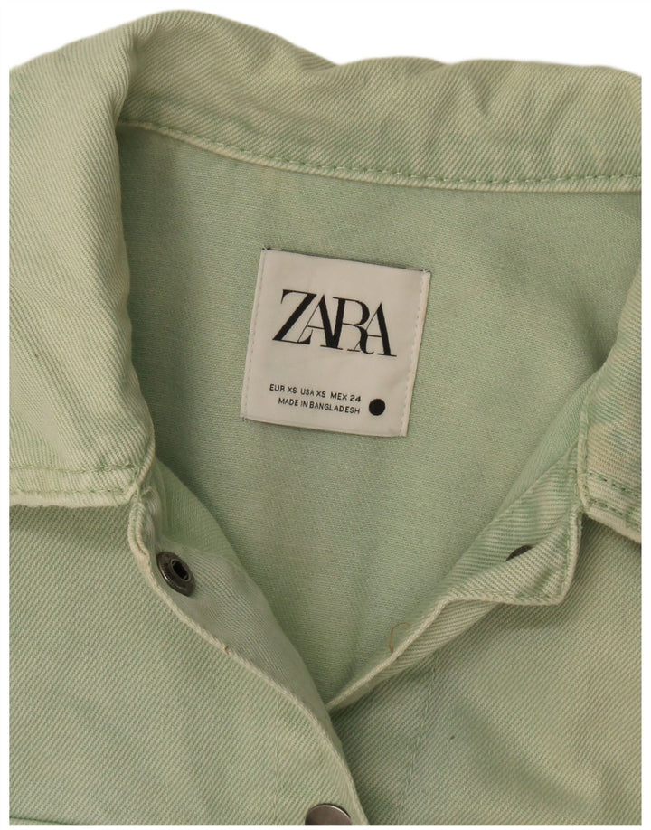 Zara Damen Übergroße Jeansjacke UK 6 XS Grün