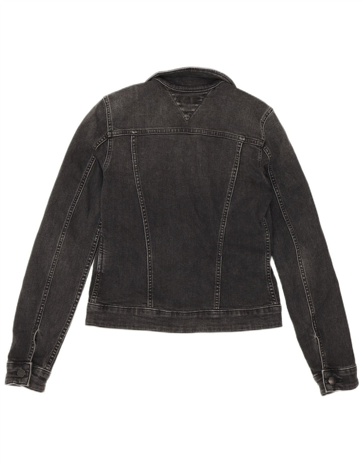 Tommy Hilfiger Damen Crop Denim Jacke US 6 Mittelgraue Baumwolle