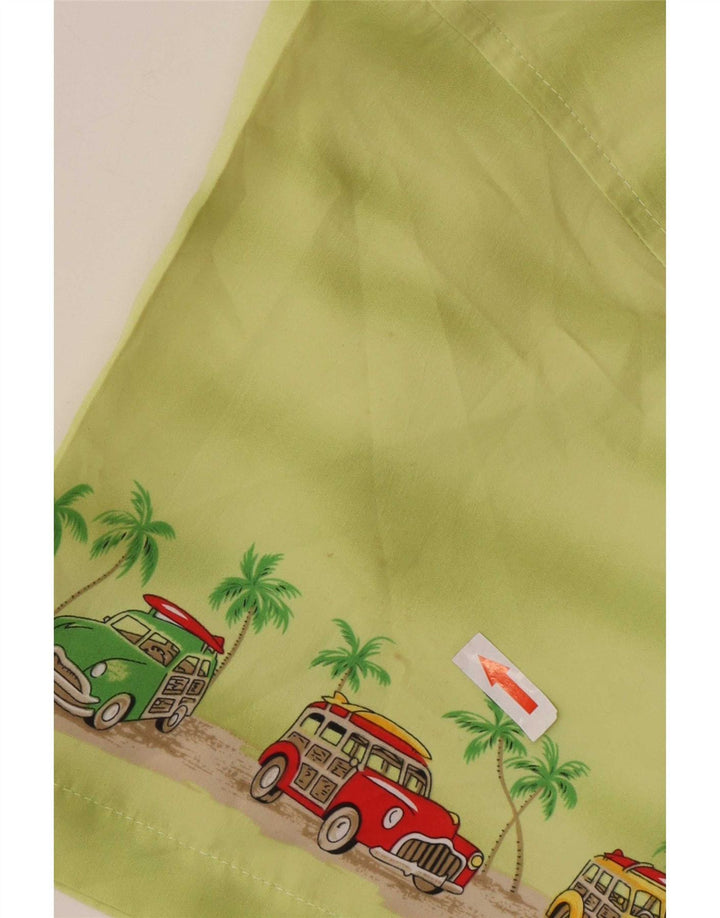 Lowes Herren-Grafik-Kurzarmhemd, groß, grün, hawaiianisches Polyester