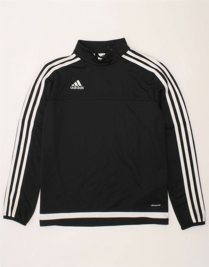 ADIDAS Boys Climacool Pullover Tracksuit Top 9-10 Years Black Colourblock