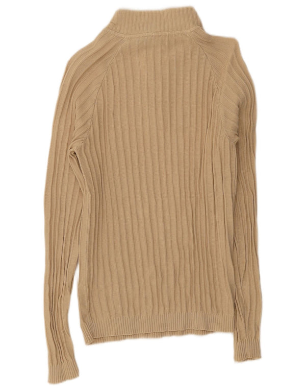 Trussardi Jeans Damen-Pullover mit Reißverschluss am Hals, Gr. 40, Größe L, Beige, Baumwolle