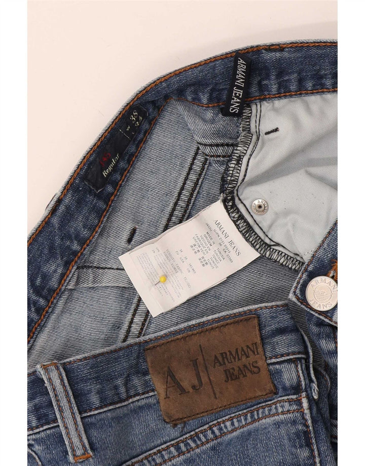 Armani Herren J45 Regular Straight Jeans W38 L34 Blaue Baumwolle