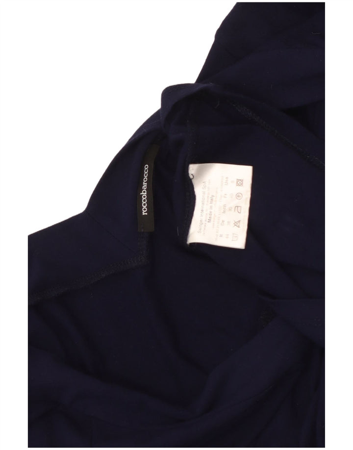 ROCCOBAROCCO Damen Crop Top Langarm US 8 Medium Marineblau Viskose