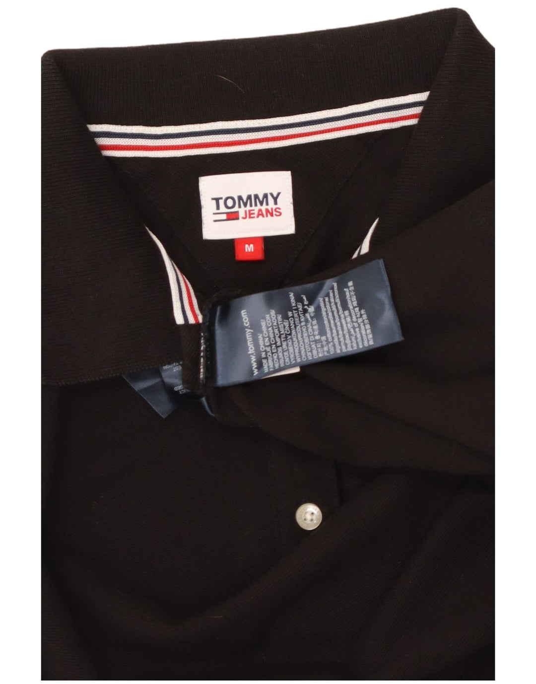 TOMMY HILFIGER Damen Poloshirt UK 14 Mittelschwarze Baumwolle