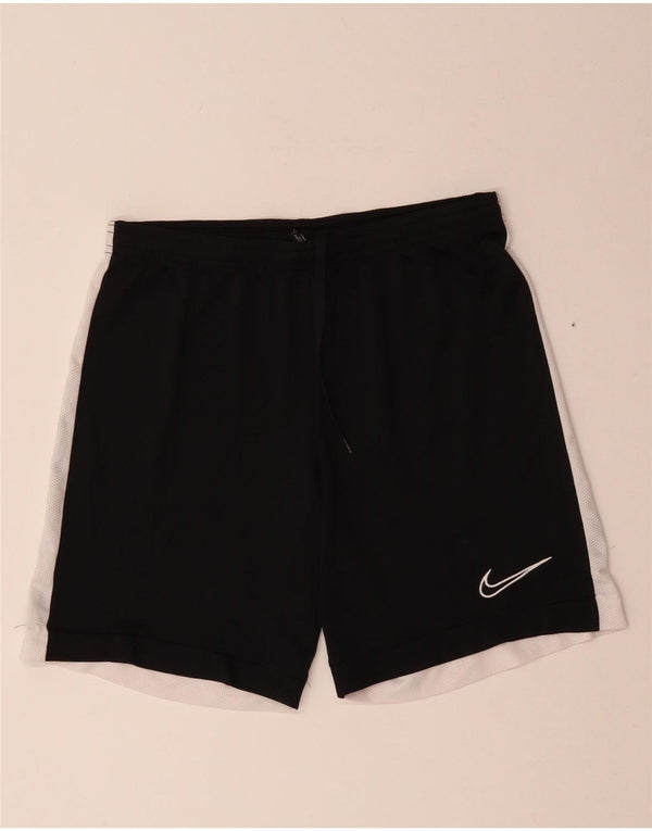 Nike Damen Dri Fit Sport Shorts UK 14 Mittelschwarzes Colourblock-Polyester